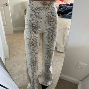 PrettyLittleThing Snakeskin Flare Pants
